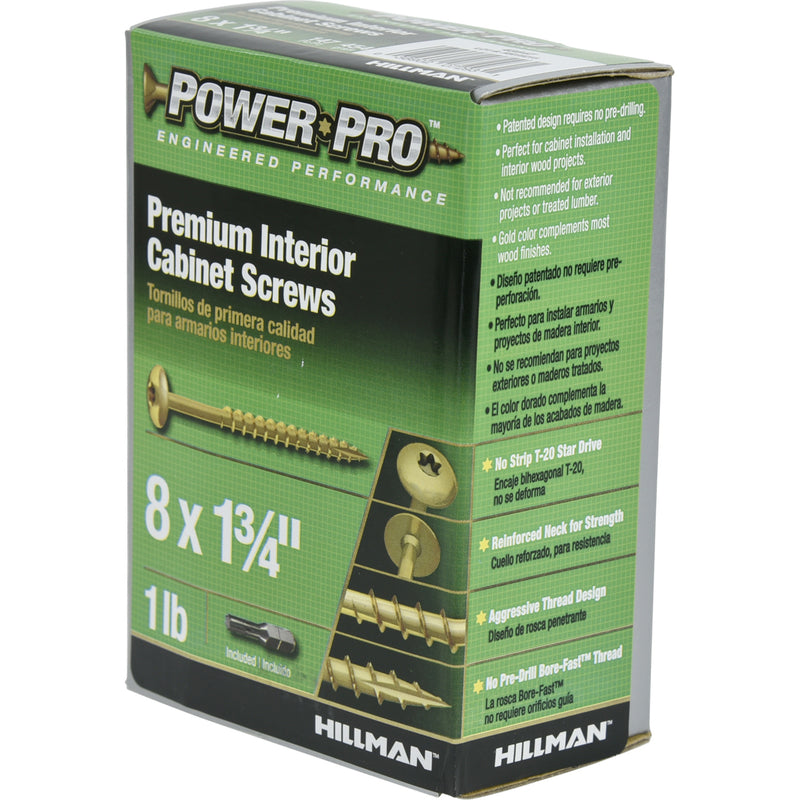 HILLMAN Power Pro No. 8 X 1-3/4 in. L Star Coarse Cabinet Screws