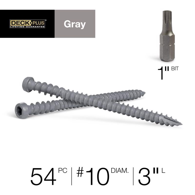 HILLMAN Deck Plus No. 10 Ga. X 3 in. L Gray Star Flat Head Composite Deck Screws 1 lb 54 pk