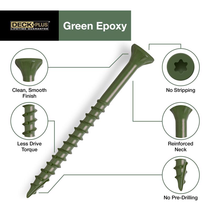 HILLMAN Deck Plus No. 10 Ga. X 3-1/2 in. L Green Star Flat Head Exterior Deck Screws 25 lb 1400 pk
