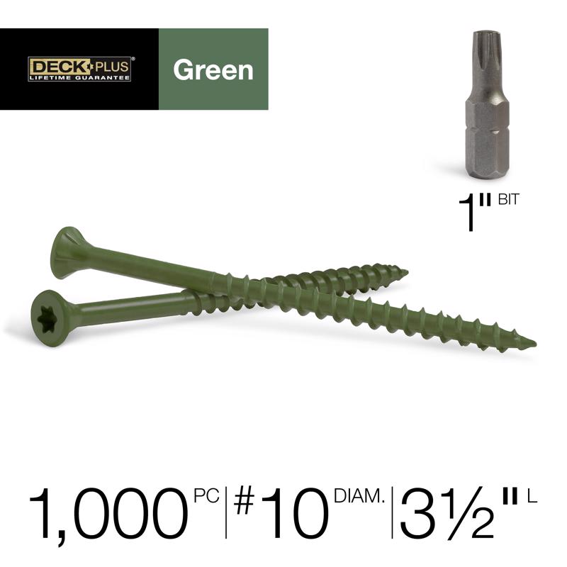 HILLMAN Deck Plus No. 10 Ga. X 3-1/2 in. L Green Star Flat Head Exterior Deck Screws 25 lb 1400 pk