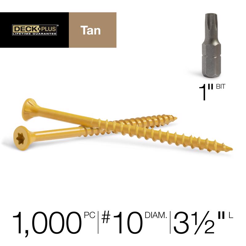 HILLMAN Deck Plus No. 10 Ga. X 3-1/2 in. L Tan Star Flat Head Exterior Deck Screws 25 lb 1400 pk