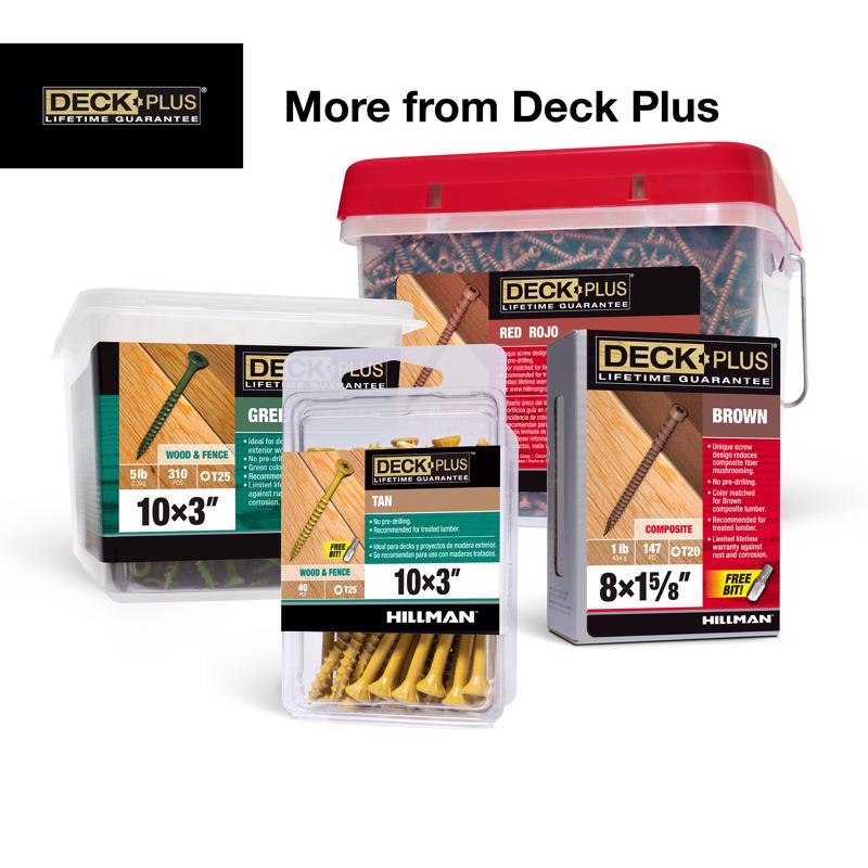 HILLMAN Deck Plus No. 8 in. X 2 in. L Green Star Flat Head Exterior Deck Screws 25 lb 3125 pk