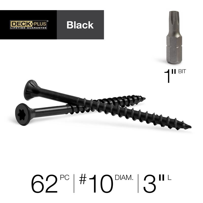 HILLMAN Deck Plus No. 10 Ga. X 3 in. L Black Star Flat Head Exterior Deck Screws 1 lb 62 pk