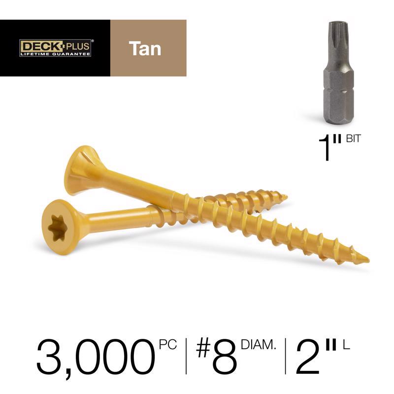 HILLMAN Deck Plus No. 8 Ga. X 2 in. L Tan Star Flat Head Exterior Deck Screws 26 lb 3125 pk