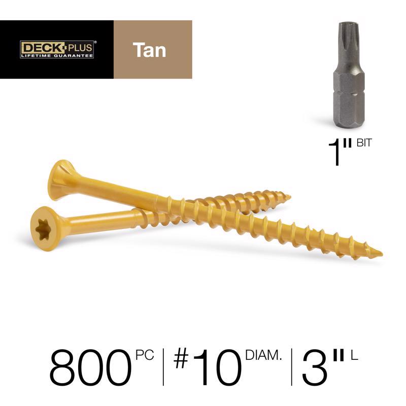 HILLMAN Deck Plus No. 10 Ga. X 3 in. L Tan Star Flat Head Exterior Deck Screws 13 lb 800 pk