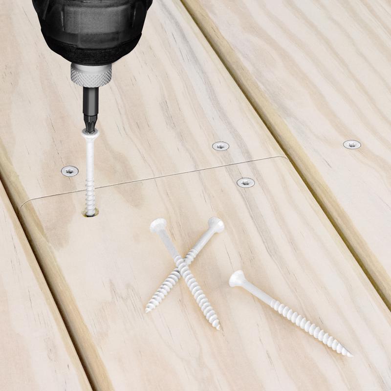 HILLMAN Deck Plus No. 10 Ga. X 3 in. L White Star Flat Head Exterior Deck Screws 1 lb 62 pk