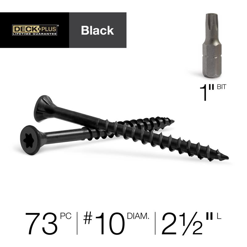 HILLMAN Deck Plus No. 10 Ga. X 2-1/2 in. L Black Star Flat Head Exterior Deck Screws 1 lb 73 pk