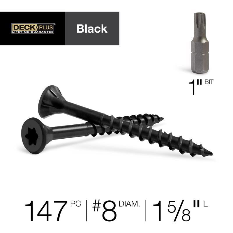HILLMAN Deck Plus No. 8 Ga. X 1-5/8 in. L Black Star Flat Head Exterior Deck Screws 1 lb 147 pk