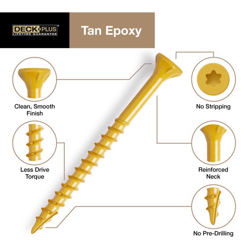 HILLMAN Deck Plus No. 8 Ga. X 1-5/8 in. L Tan Star Flat Head Exterior Deck Screws 11 lb 1700 pk