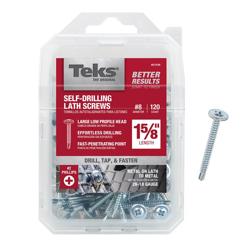 Teks No. 8 in. X 1-5/8 in. L Phillips Truss Head Coarse Lath Screws