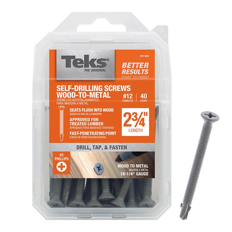 Teks No. 12 in. X 2-3/4 in. L Phillips Flat Head Coarse Construction Screws