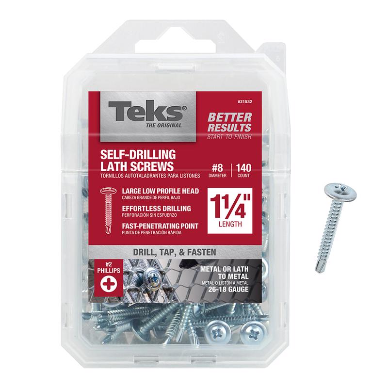 Teks No. 8 in. X 1-1/4 in. L Phillips Truss Head Coarse Lath Screws