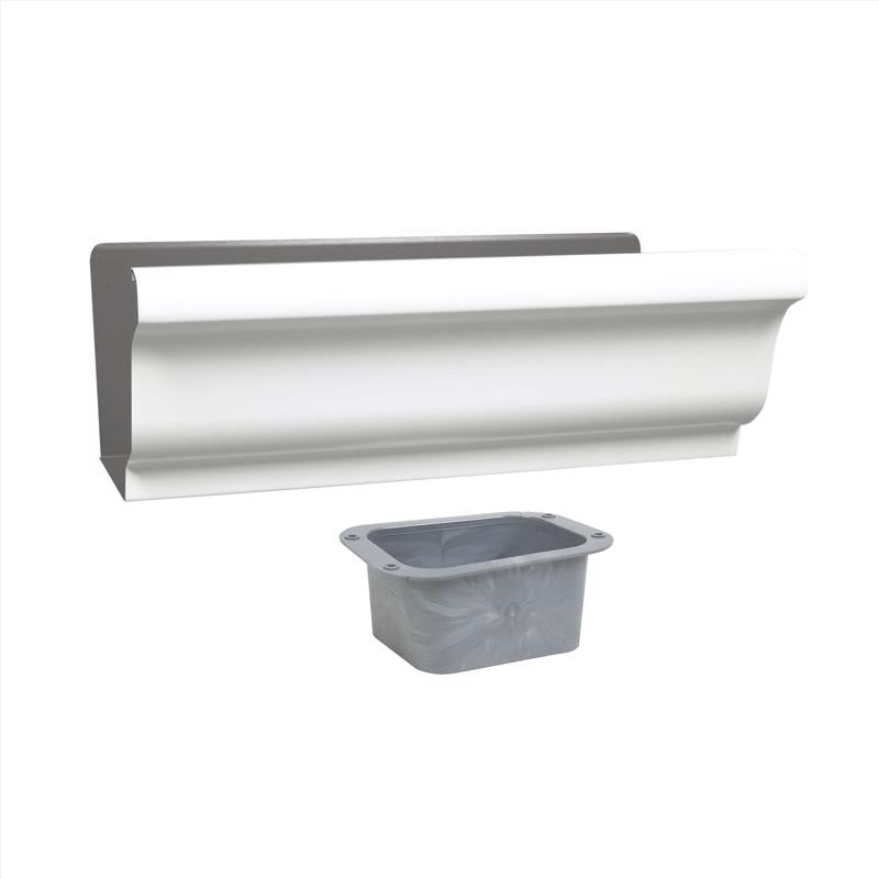 Amerimax 5.5 in. W X 10.5 in. L White Aluminum K End w/Drop