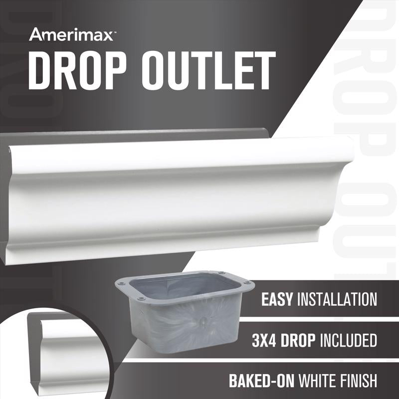 Amerimax 5.5 in. W X 10.5 in. L White Aluminum K End w/Drop