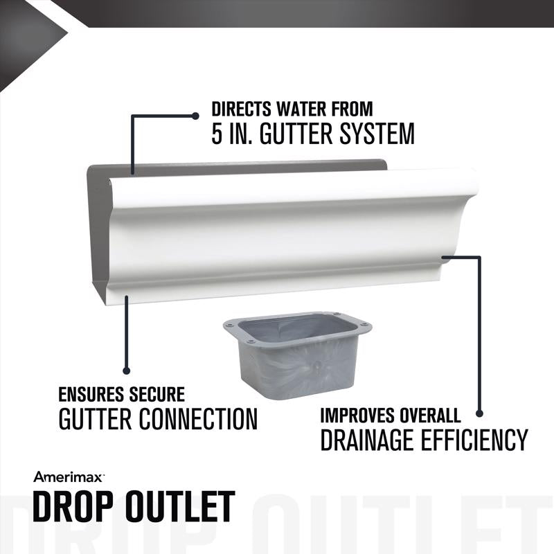 Amerimax 5.5 in. W X 10.5 in. L White Aluminum K End w/Drop