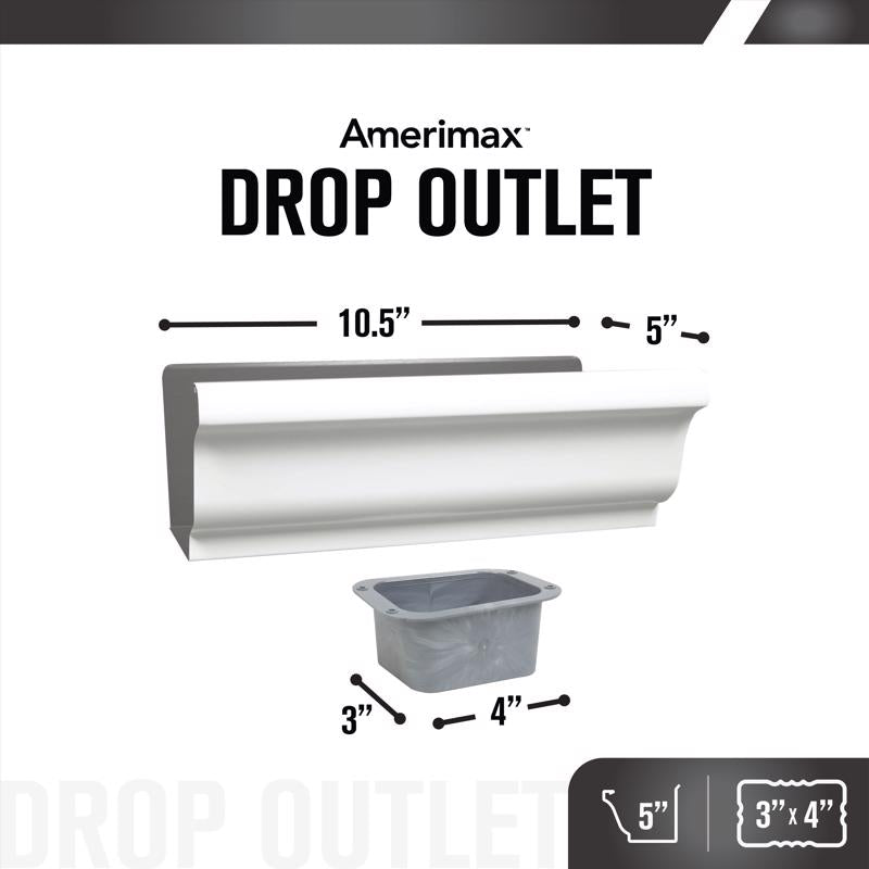 Amerimax 5.5 in. W X 10.5 in. L White Aluminum K End w/Drop