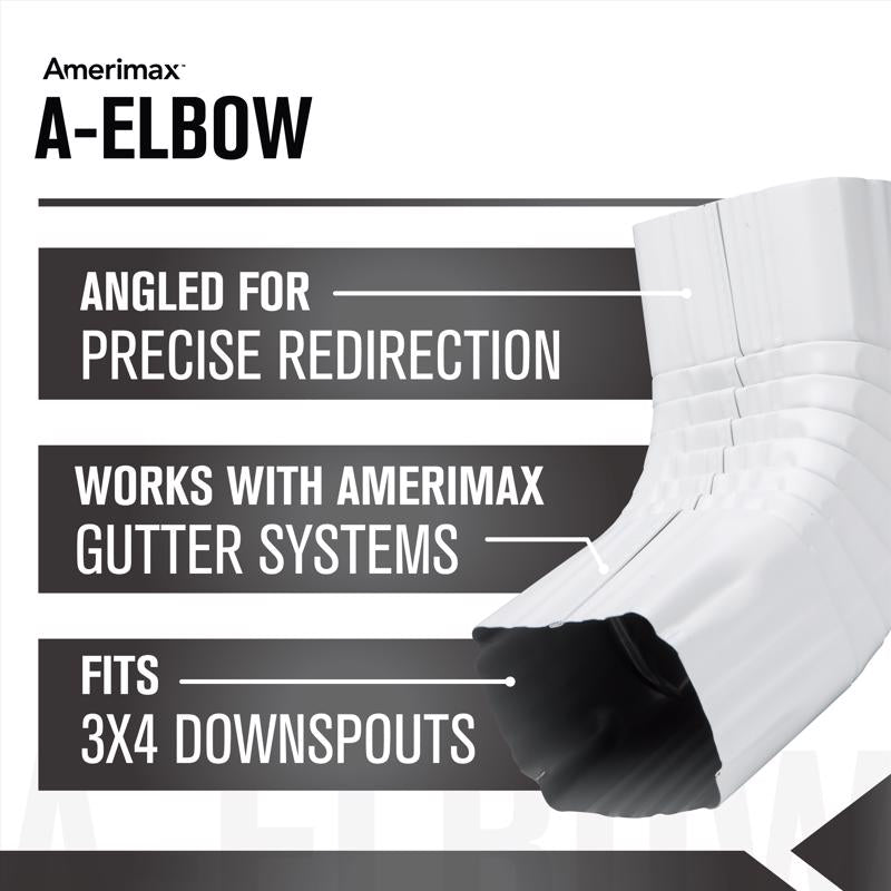 Amerimax 2.8 in. H X 4.18 in. W X 11.5 in. L White Aluminum A Gutter Elbow