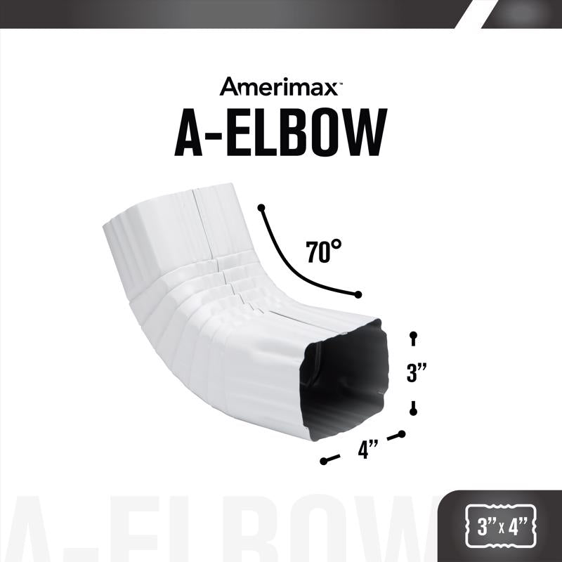 Amerimax 2.8 in. H X 4.18 in. W X 11.5 in. L White Aluminum A Gutter Elbow