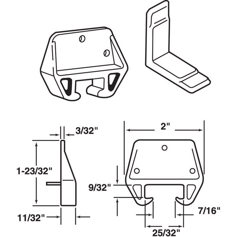 Prime-Line Plastic Drawer Track Guide Kit 2 pk