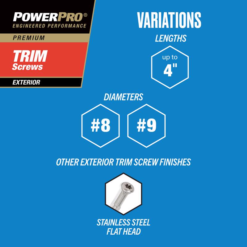 HILLMAN Power Pro No. 8 X 2-1/2 in. L Star Coarse Trim Screws 595 pk