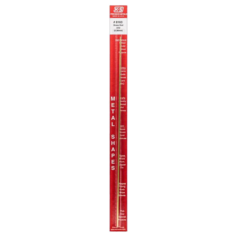 K&S 3/32 in. D X 12 in. L Brass Rod