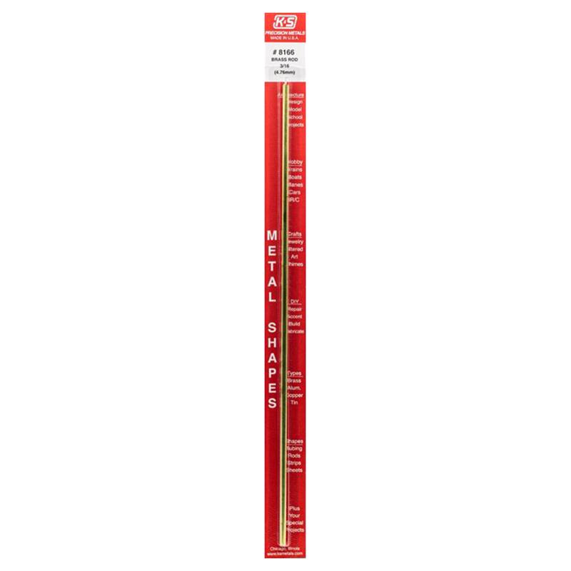 K&S 3/16 in. D X 12 in. L Brass Rod