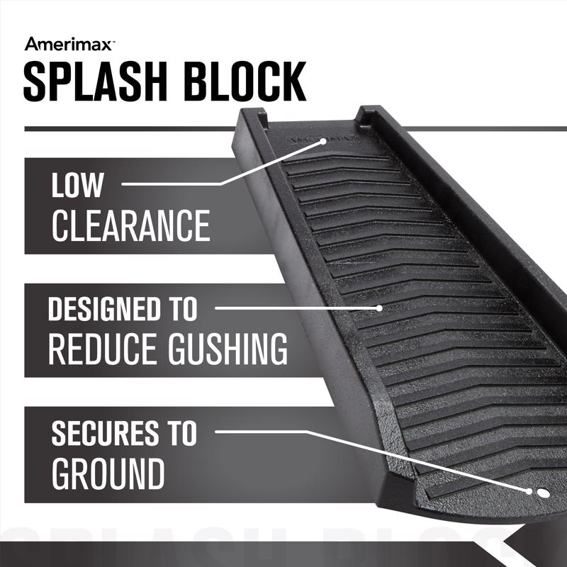 Amerimax 2 in. H X 11 in. W X 24 in. L Black Vinyl Splash Block