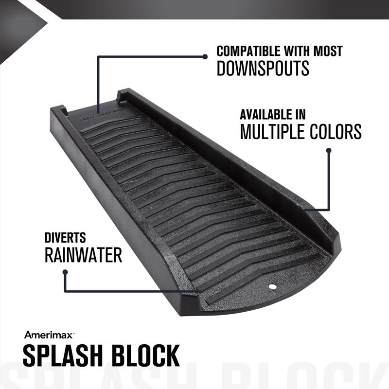 Amerimax 2 in. H X 11 in. W X 24 in. L Black Vinyl Splash Block