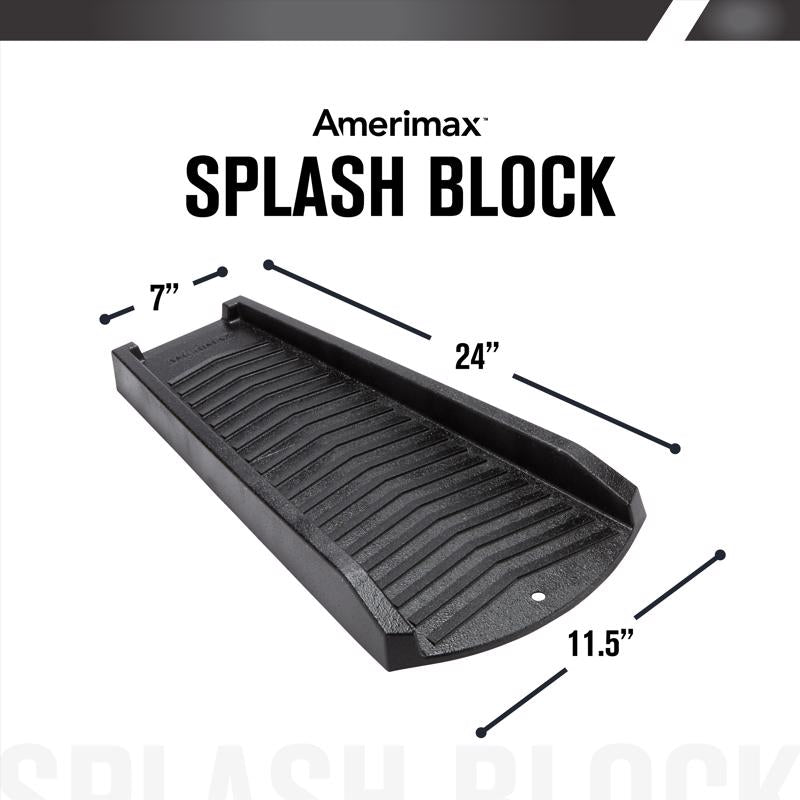 Amerimax 2 in. H X 11 in. W X 24 in. L Black Vinyl Splash Block