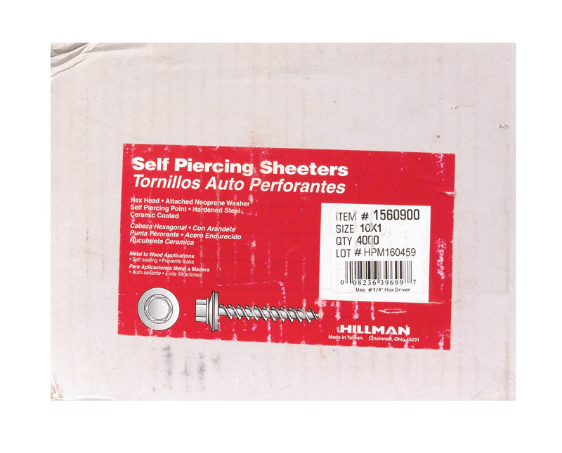 HILLMAN No. 10 Ga. X 1 in. L Hex Hex Washer Head Self-Piercing Screws 4000 ct