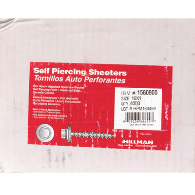 HILLMAN No. 10 Ga. X 1 in. L Hex Hex Washer Head Self-Piercing Screws 4000 ct