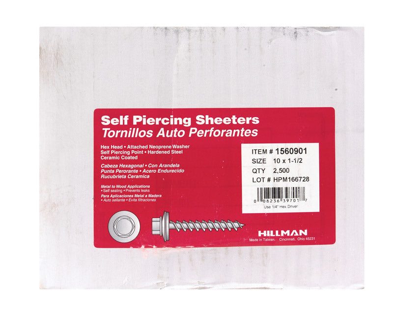 HILLMAN No. 10 Ga. X 1-1/2 in. L Hex Hex Washer Head Self-Piercing Screws