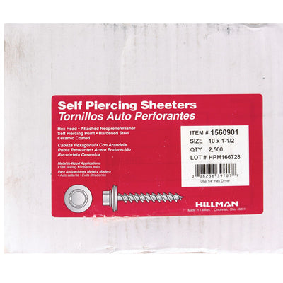 HILLMAN No. 10 Ga. X 1-1/2 in. L Hex Hex Washer Head Self-Piercing Screws