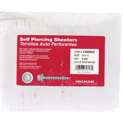 HILLMAN No. 10 Ga. X 2 in. L Slotted Hex Washer Head Self-Piercing Screws 2000 pk