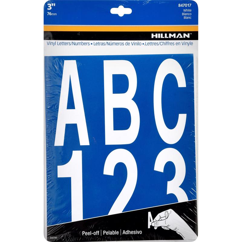 HILLMAN 3 in. Reflective White Vinyl Self-Adhesive Letter and Number Set 0-9, A-Z