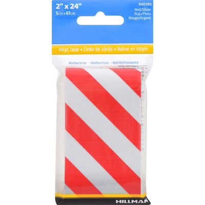 HILLMAN 2 in. W X 24 in. L Red/Silver Reflective Safety Tape
