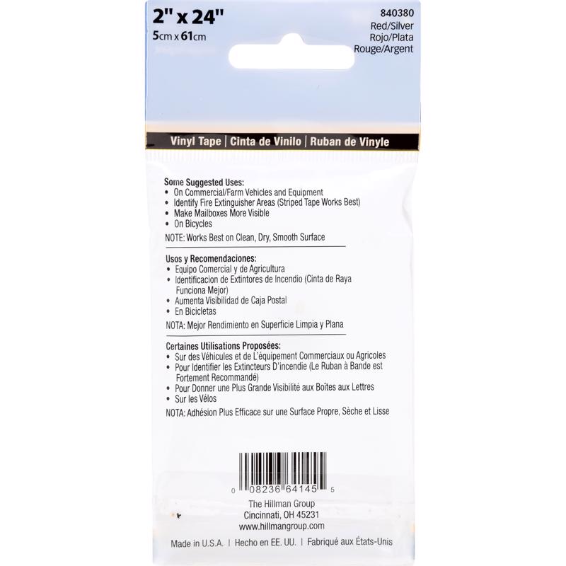 HILLMAN 2 in. W X 24 in. L Red/Silver Reflective Safety Tape