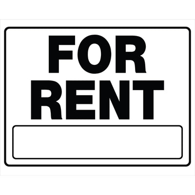 HILLMAN English White For Rent Sign 20 in. H X 24 in. W
