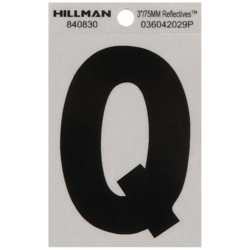 HILLMAN 3 in. Black Polyester Film Self-Adhesive Letter Q