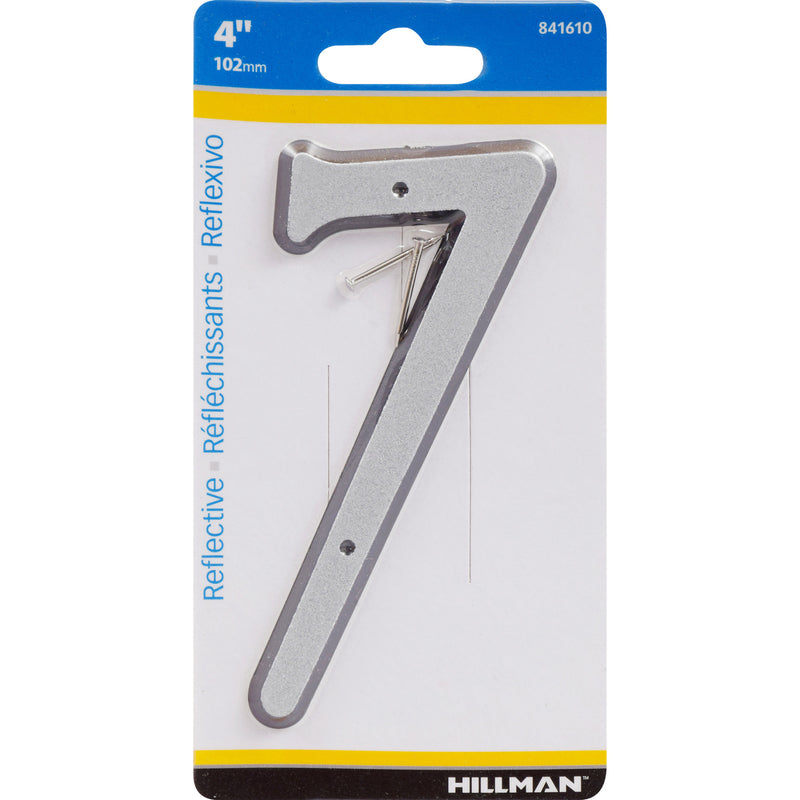 HILLMAN 4 in. Reflective Silver Plastic Nail-On Number 7