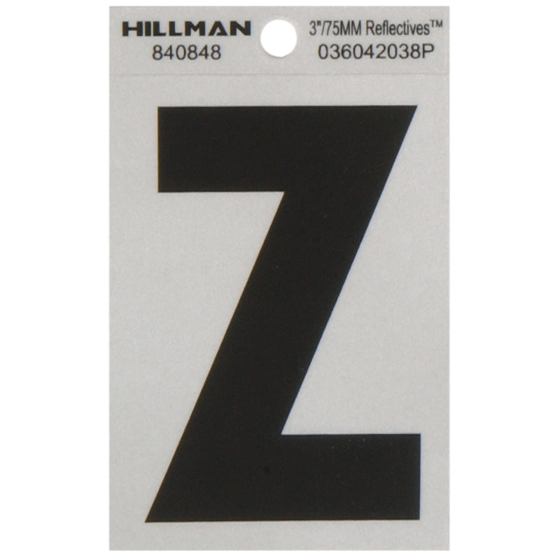 HILLMAN 3 in. Reflective Black Vinyl Self-Adhesive Letter Z