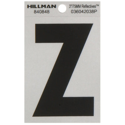 HILLMAN 3 in. Reflective Black Vinyl Self-Adhesive Letter Z
