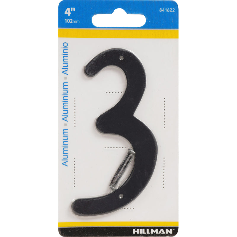 HILLMAN 4 in. Black Aluminum Nail-On Number 3