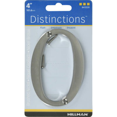 HILLMAN Distinctions 4 in. Silver Zinc Die-Cast Screw-On Number 0