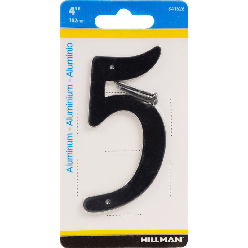 HILLMAN 4 in. Black Aluminum Nail-On Number 5