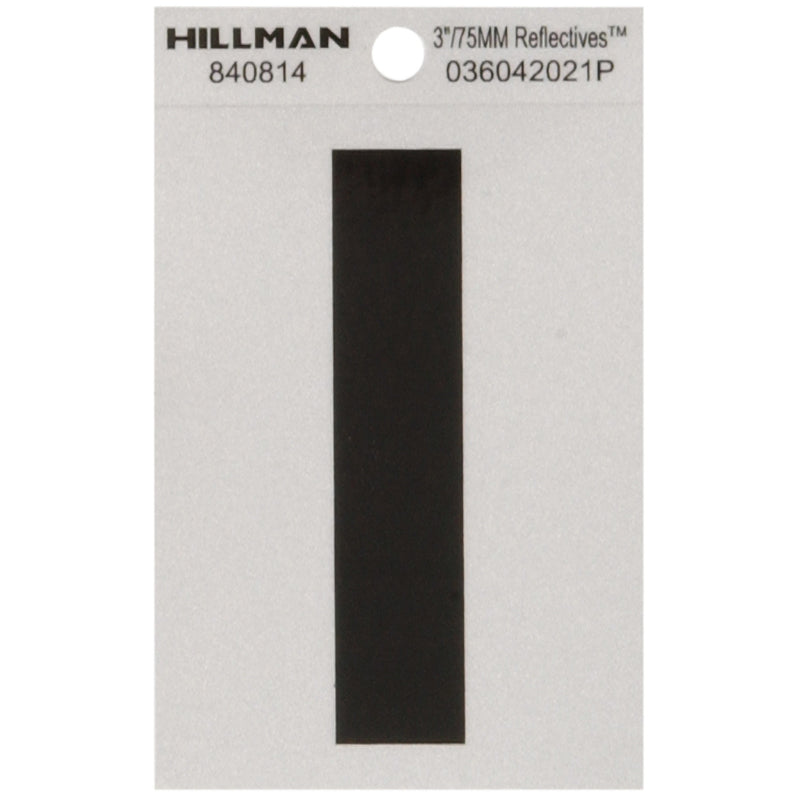 HILLMAN 3 in. Reflective Black Vinyl Self-Adhesive Letter I