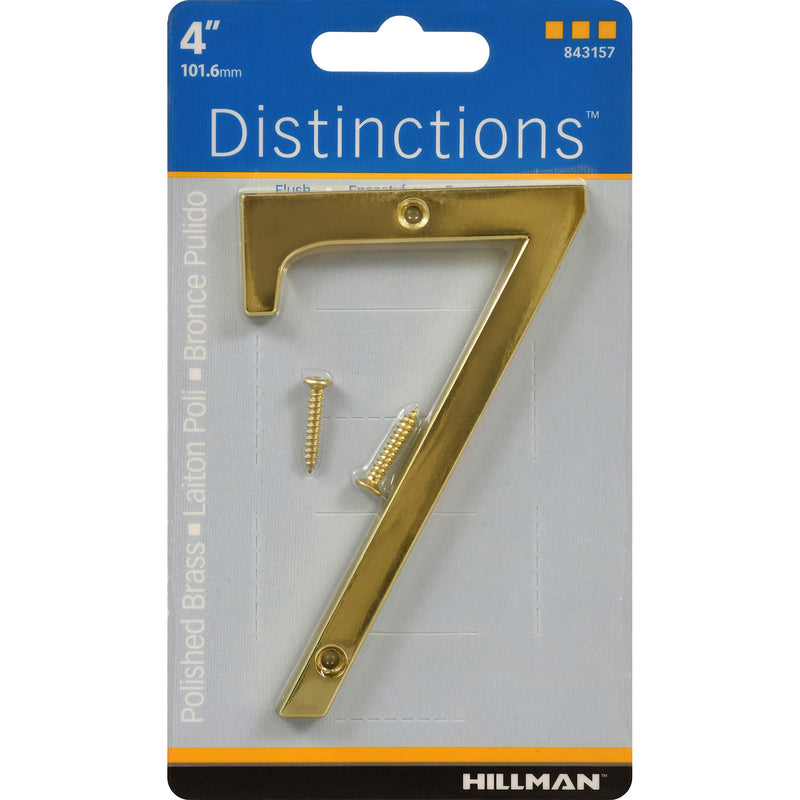 HILLMAN Distinctions 4 in. Reflective Gold Zinc Die-Cast Screw-On Number 7