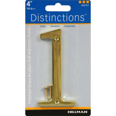 HILLMAN Distinctions 4 in. Reflective Gold Metal Screw-On Number 1