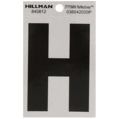 HILLMAN 3 in. Reflective Black Vinyl Self-Adhesive Letter H