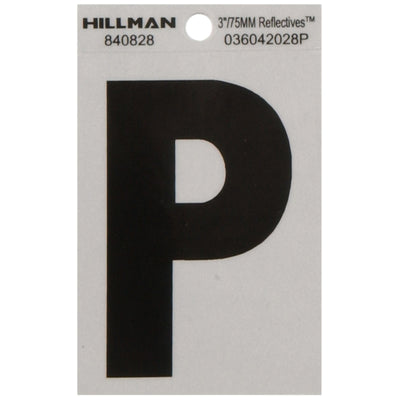HILLMAN 3 in. Reflective Black Vinyl Self-Adhesive Letter P